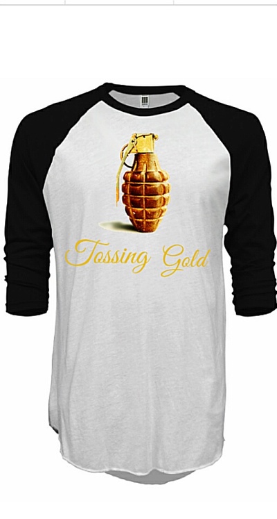 Tossing gold baseball tee