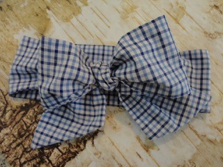 Mini Blue Check Head Wrap