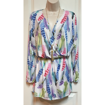 Feather Print Romper