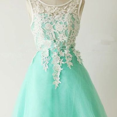 A line prom dress,custom bridesmaid dress,round neck prom dress,short prom dress,lace prom dresses,bridesmaid dresses,15051305 - Thumbnail 5