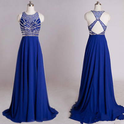 Blue prom dresses,custom prom dresses,a line prom dresses,round neck prom dresses, long evening dresses, formal dresses,15051321