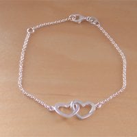 925 Silver Heart Bracelet/Sterling Silver Double Heart Bracelet/Heart Jewelry/Heart Jewellery/Heart Bracelet/Twin Heart Bracelet/Valentine - Thumbnail 3