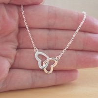 925 Silver Heart Bracelet/Sterling Silver Double Heart Bracelet/Heart Jewelry/Heart Jewellery/Heart Bracelet/Twin Heart Bracelet/Valentine - Thumbnail 1