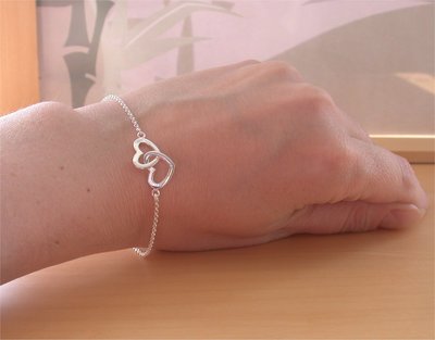 925 Silver Heart Bracelet/Sterling Silver Double Heart Bracelet/Heart Jewelry/Heart Jewellery/Heart Bracelet/Twin Heart Bracelet/Valentine