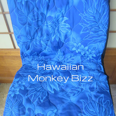 "blue - moonlight plumerias" hawaiian seat covers - 2pc (quilted)
