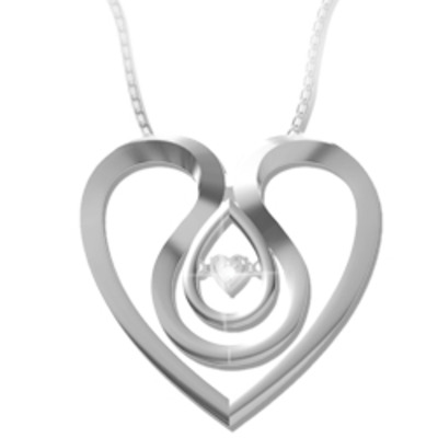 Sterling silver .01ct diamond heart pendant