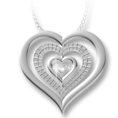 Sterling silver .01ct diamond heart pendant