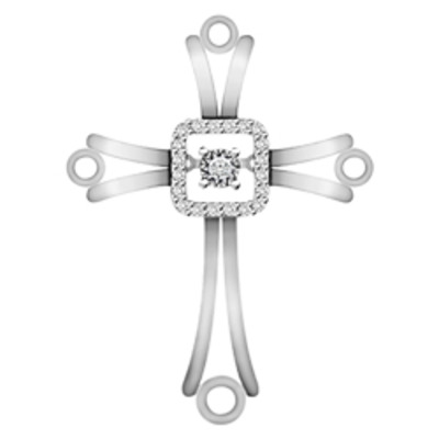 10k white gold .05ct diamond cross pendant