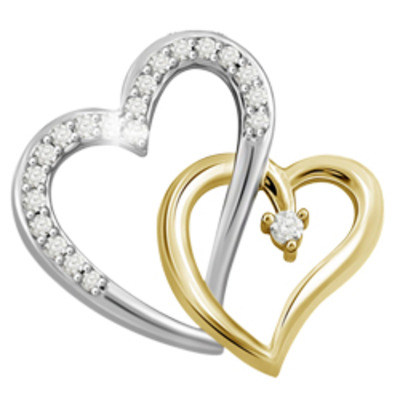 10k two-tone gold .15ct diamond infinity heart pendant