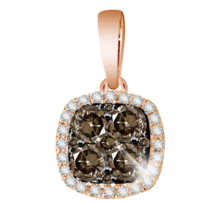 14k rose gold .50 white & chocolate diamond pendant