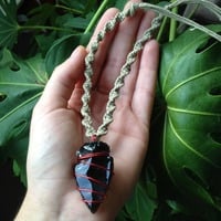 Obsidian Arrowhead Hemp Necklace - Thumbnail 2