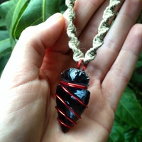 Obsidian Arrowhead Hemp Necklace - Thumbnail 3