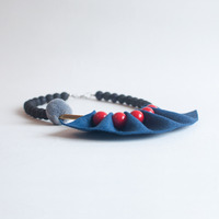 Blue & Red Felt Onyx Matte Necklace NL0896R - Thumbnail 2