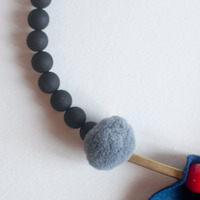 Blue & Red Felt Onyx Matte Necklace NL0896R - Thumbnail 4