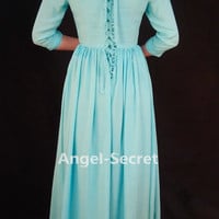 P007 2015 Cinderella Adult Cosplay Costume Casual Blue Dress - Thumbnail 1