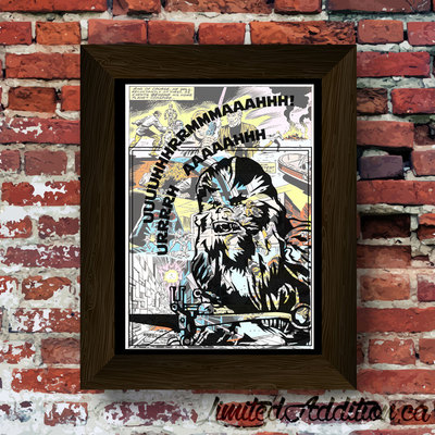 Star wars - chewbacca voice uuurrrhhaaaa! upcycled vintage comic book art print. #0060
