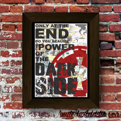 Star wars - the dark side quote upcycled vintage comic book art print. #0054