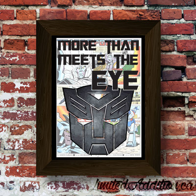 Transformers - autobots quote upcycled vintage comic book art print. #0068