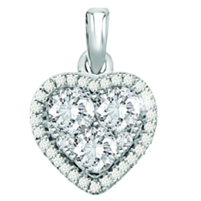 14k white gold .50ct diamond heart pendant