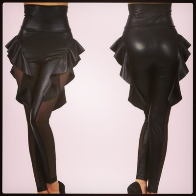 Faux leather peplum pants
