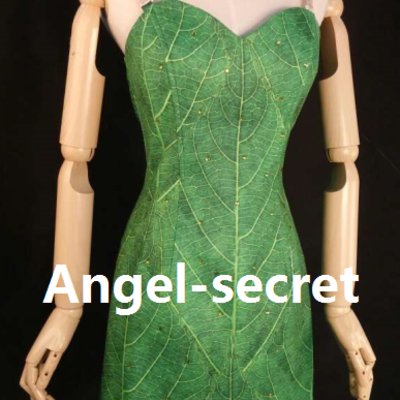 P156c tinkerbell leaf print dress green rhinestones throughout the dress and sparkly straps