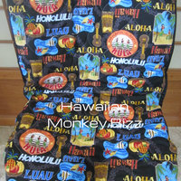 "BLACK - LUAU HAWAII" Hawaiian Seat Covers - 2PC (QUILTED) - Thumbnail 1