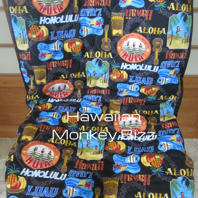 "black - luau hawaii" hawaiian seat covers - 2pc (quilted)