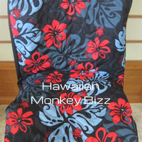 "BLACK RED - ALOHA TURTLES" - Hawaiian Seat Covers - 2PC (WATER-RESISTANT + QUILTED) - Thumbnail 1