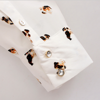 Dog Prints Chiffon Blouse - Thumbnail 4