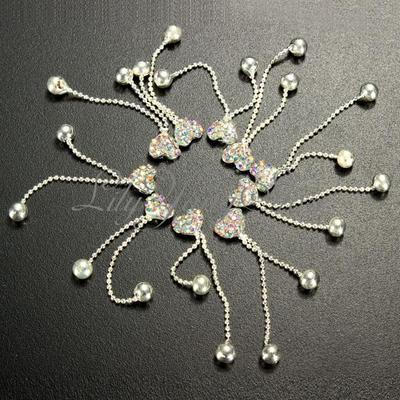 Silver heart dangle nail charm