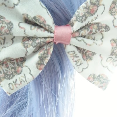 Floral print okay? okay. tfios inspired flower print fabric hair bow - Thumbnail 4
