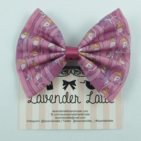 Princess Bubblegum Fabric Hair Bow -- Pink Handmade Hair Clip - Thumbnail 1