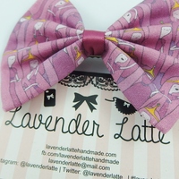 Princess Bubblegum Fabric Hair Bow -- Pink Handmade Hair Clip - Thumbnail 3