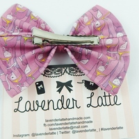Princess Bubblegum Fabric Hair Bow -- Pink Handmade Hair Clip - Thumbnail 4