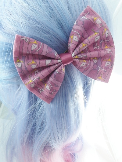 Princess Bubblegum Fabric Hair Bow -- Pink Handmade Hair Clip