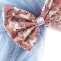 Kawaii Cats and Roses Bow Cute Print Fabric Hair Clip Accessory - Thumbnail 4