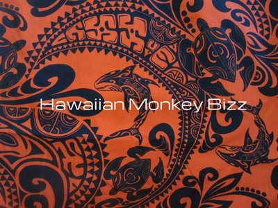 "DARK ORANGE - TRIBAL SHARK" Hawaiian Car Seat Covers - 2PC (DENIM/CANVAS) 