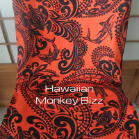 "DARK ORANGE - TRIBAL SHARK" Hawaiian Car Seat Covers - 2PC (DENIM/CANVAS)  - Thumbnail 1