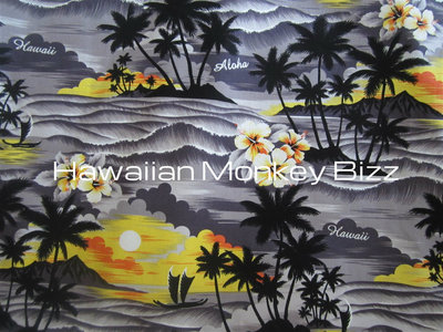 "GRAY - HAWAIIAN SUNSET" Hawaiian Car Seat Covers - 2PC (DENIM/CANVAS) 