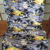 "GRAY - HAWAIIAN SUNSET" Hawaiian Car Seat Covers - 2PC (DENIM/CANVAS)  - Thumbnail 1