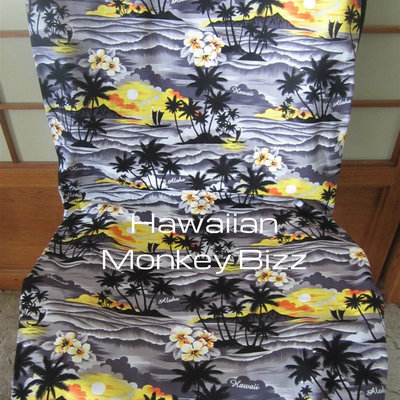 "gray - hawaiian sunset" hawaiian car seat covers - 2pc (denim/canvas) 