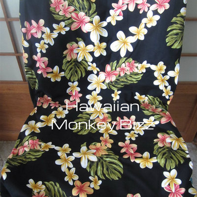 "black - yellow & pink plumerias" hawaiian car seat covers - 2pc (denim/canvas) 