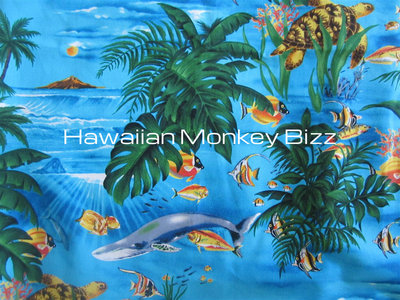 "BLUE - OCEAN LIFE" Hawaiian Car Seat Covers - 2PC (DENIM/CANVAS) 