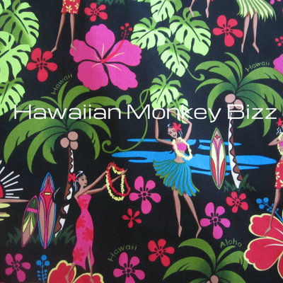 "black - hula hawaii" hawaiian car seat covers - 2pc (denim/canvas)  - Thumbnail 2