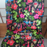 "BLACK - HULA HAWAII" Hawaiian Car Seat Covers - 2PC (DENIM/CANVAS)  - Thumbnail 1