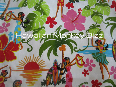 "WHITE - HULA HAWAII" Hawaiian Car Seat Covers - 2PC (DENIM/CANVAS) 