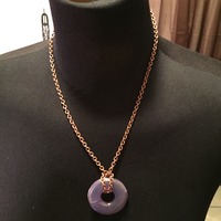 Chain Necklace with Center Circel  - Thumbnail 2