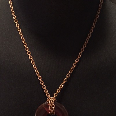 Chain necklace with center circel  - Thumbnail 2