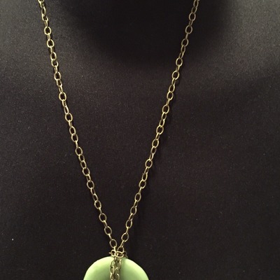 Chain necklace with center circel  - Thumbnail 4