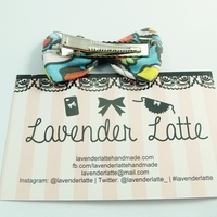 Kawaii Teal Sushi Mini Printed Fabric Hair Bow - Thumbnail 2